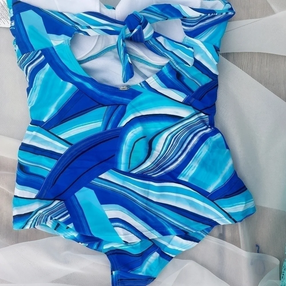 Bikini bay one piece blue wave swimsuit
